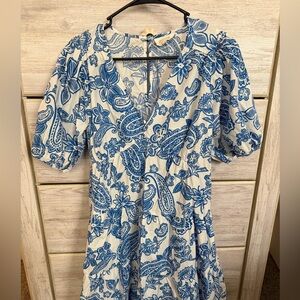 Melloday Blue and White Paisley Dress